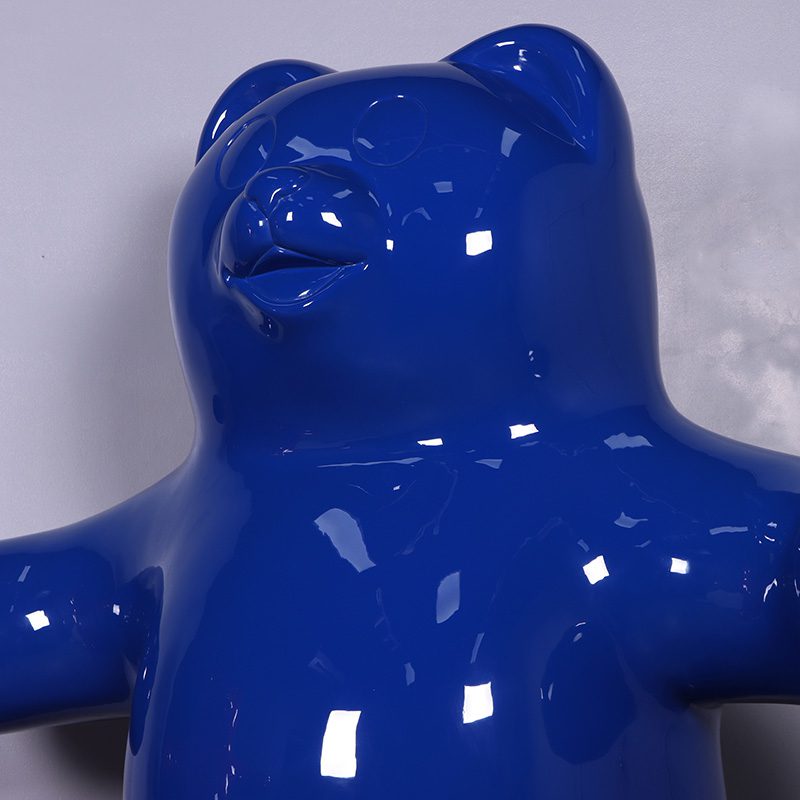 Natureworks Australia Gummy cute BlueBear Treat - 7ft high - glossy blue colour - free standing prop- fshowing close up of head