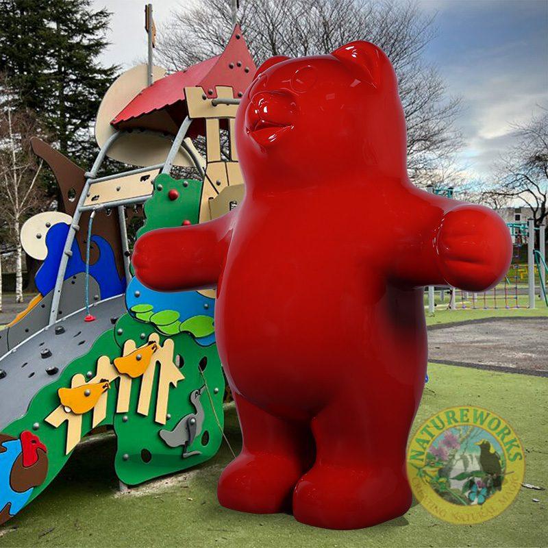 Natureworks Australia Gummy cute Red Bear Treat - 7ft high - glossy red colour - free standing prop