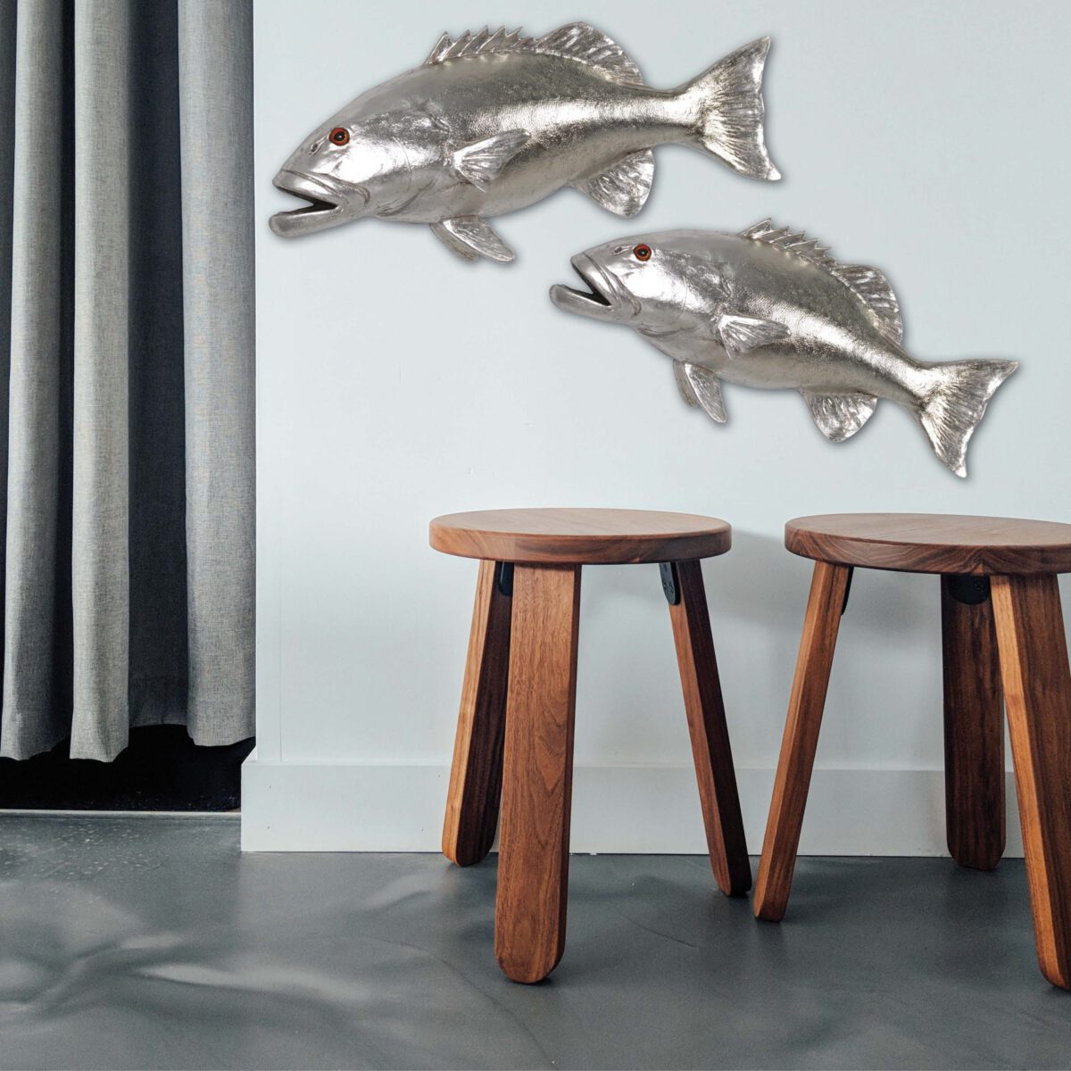 Natureworks Australia Coral trout - /silver leaf finish - 120051SL - life-size fibreglass replica - hand painted and manufactured - wall decor - shown on wall