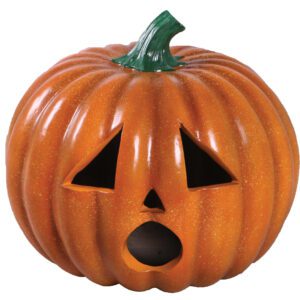 Halloween pumpkin - #3 - 150085-front view- showing front round mouth and triangular eyes and nose