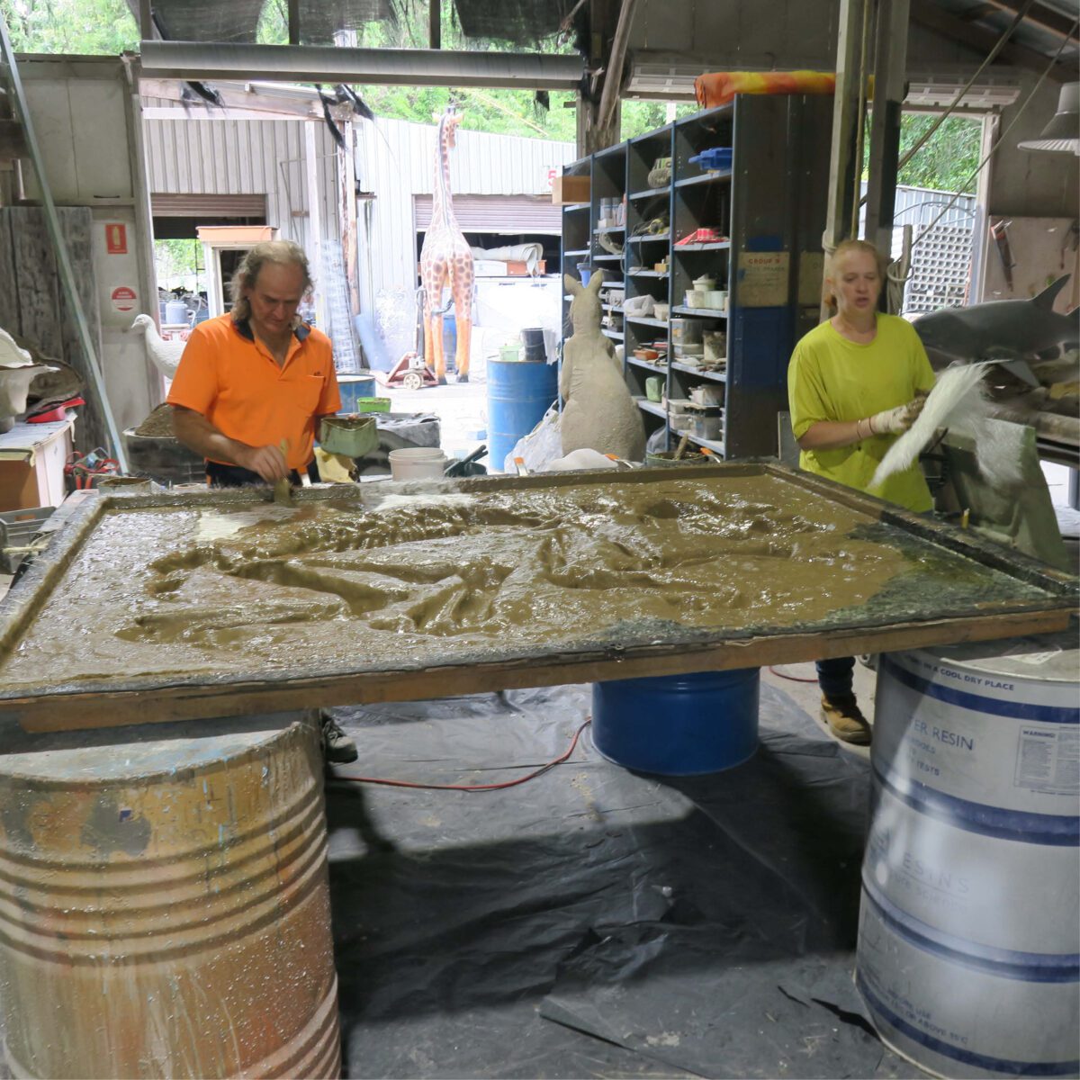 Natureworks Australia Hulitherium-Mountain Diprotodon-Fossil dig w sides-with sizes-SKU -NW-HFDWS- shown in production at Natureworks studio