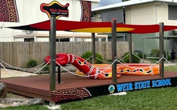 Natureworks Australia Gabul serpent sculpture at Weir State School