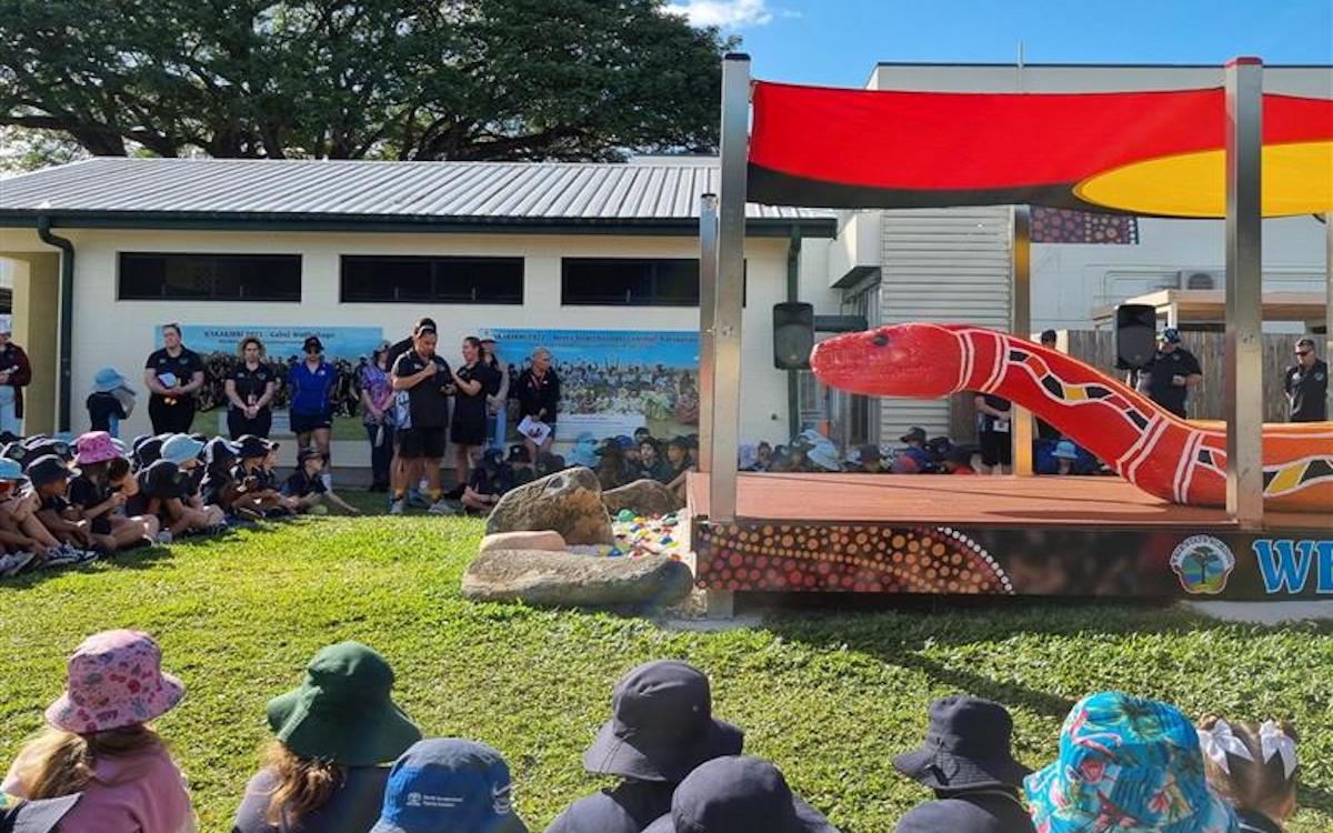 Natureworks Australia Giant snake sculpture at Weir State School