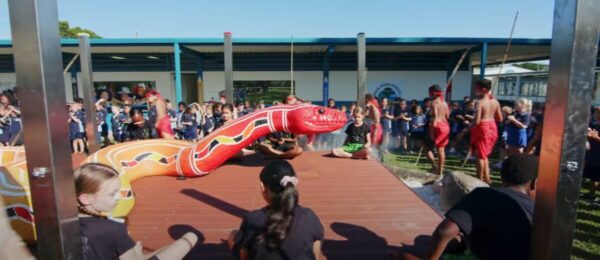 Giant dreamtime serpent sculpture 'Gabul'
