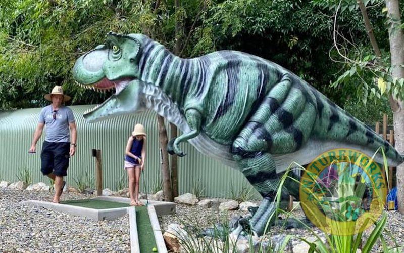 Natureworks Australia dinosaur at Cooberrie Park mini golf