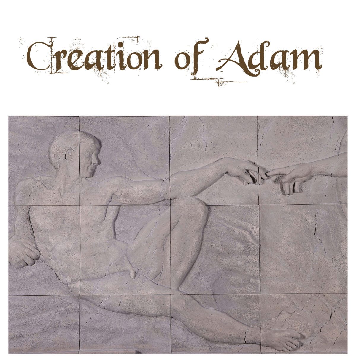Natureworks Australia Creation of Adam - Wall plaque - 230132 - for sale - L 322cm x W 7.6cm x 199cm = 2D relief wall art- showing close up of art
