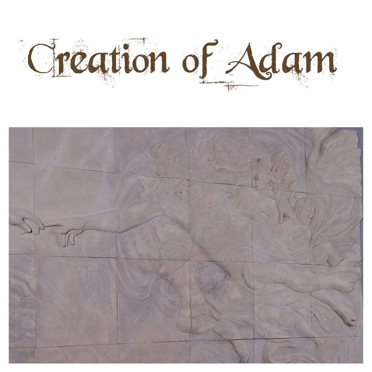 Natureworks Australia Creation of Adam - Wall plaque - 230132 - for sale - L 322cm x W 7.6cm x 199cm = 2D relief wall art - front view