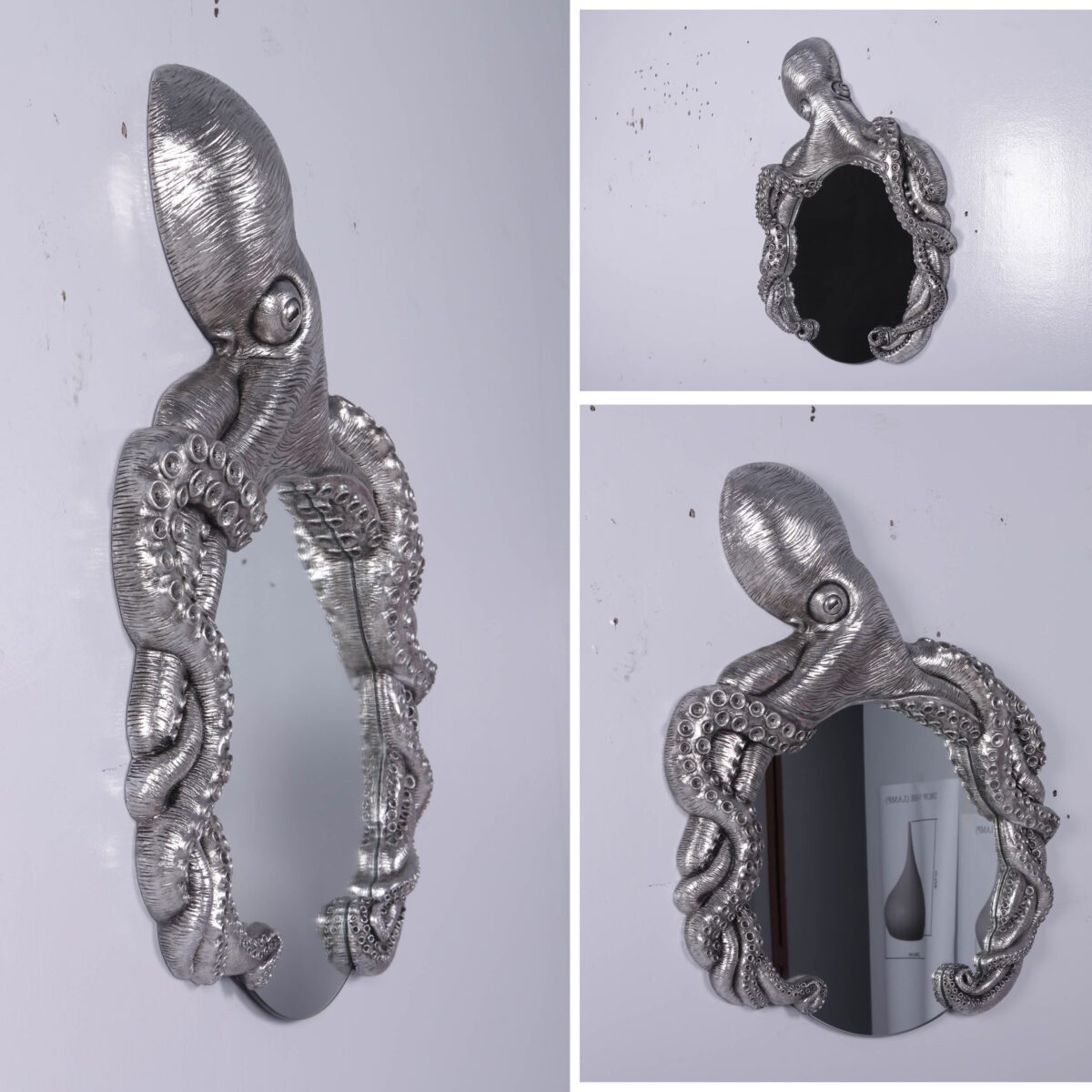 Natureworks Australia Octo Mirror SKU 210014SL - a beautiful original handcrafted octopus mirror - shown on wall various views