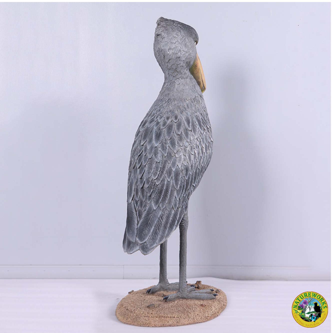 Natureworks Australia Shoebill - Stork like bird-standing pose-on a base plate-sculpture for sale - rear view SKU 230099