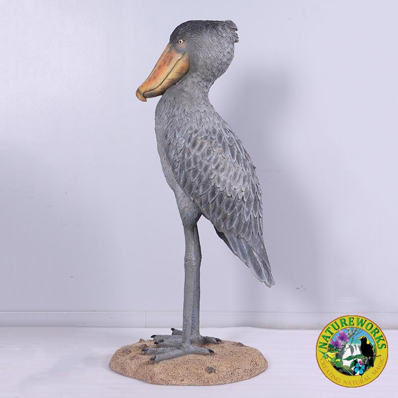 Natureworks Australia Shoebill Scullpture - by Natureworks artists - custom designed for museum displays - standing on a base - SKU 230099 - side view