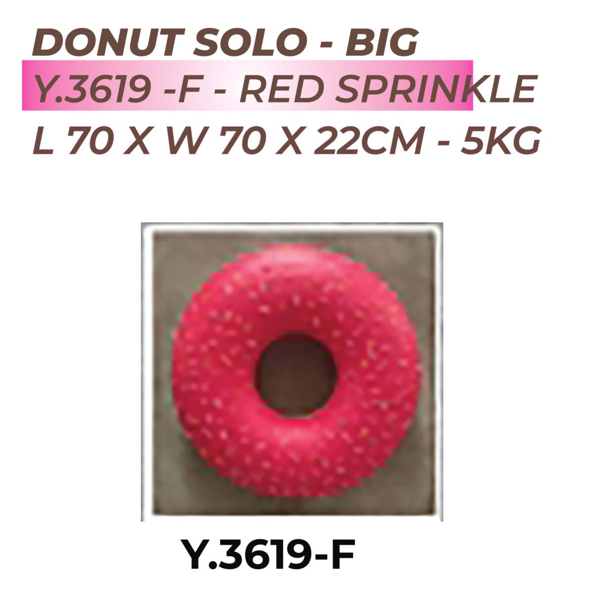 Natureworks Australia Donut - Solo - large 70cm diameter -food prop- Red Sprinkles over the top of a deep pink strawberry icing - very colourful design Y.3619-F