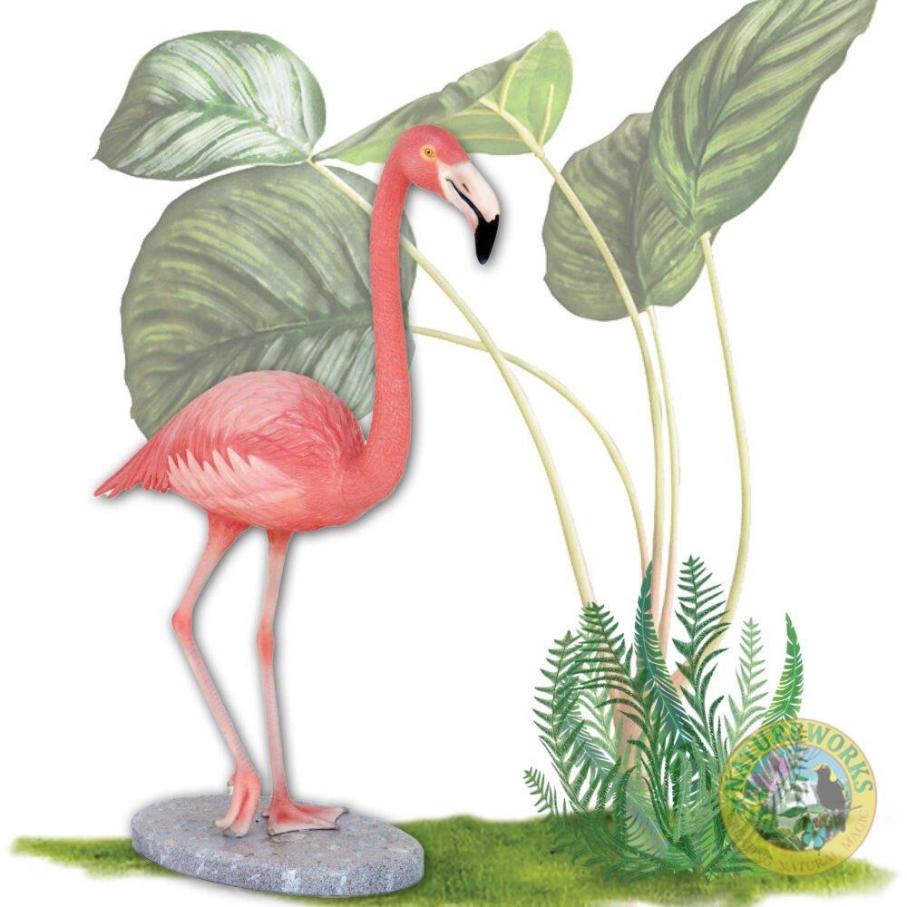 Natureworks Australia Flamingo STanding - on Base with Leg Bent - Y.2610 Statue