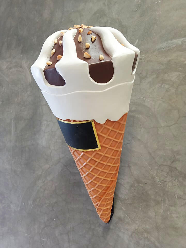 Hanging Ice Cream Cone Sculpture – Almond Topped