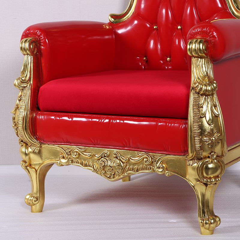 Natureworks Australia Christmas Throne - Red & Gold Leaf finish - 180cm high - showing close up of seat and leg detail - Very Elegant - 220008Red