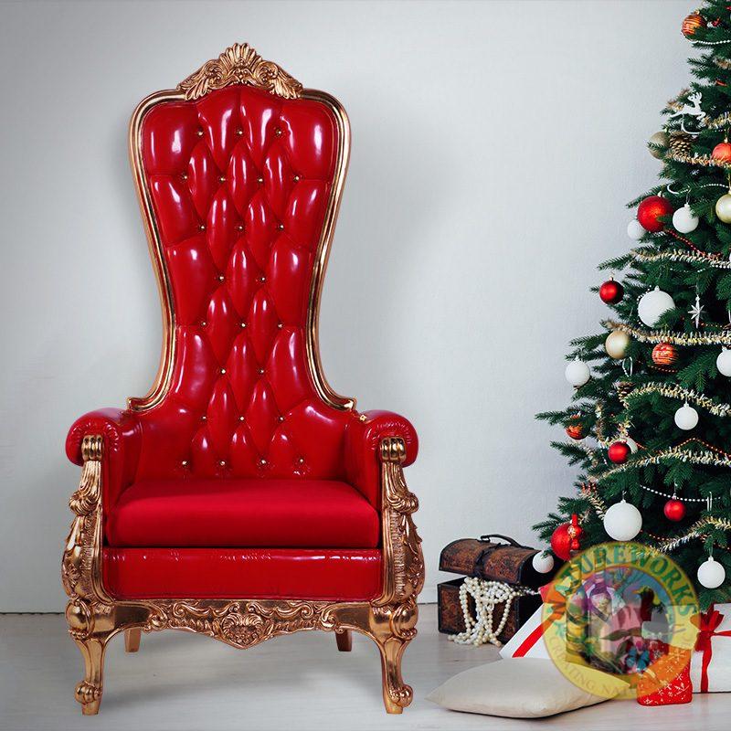Christmas Throne - Red & Gold Leaf finish - 220008RED 180cm high - shown with Christmas Tree