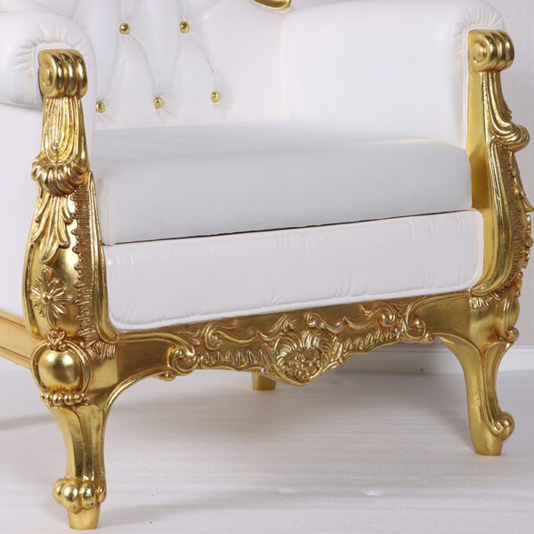 Natureworks Australia Christmas Throne - White & Gold Leaf finish - 180cm high - showing close up of detail - Very Elegant