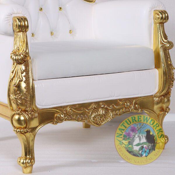 Natureworks Australia Christmas Throne - White & Gold Leaf finish - 180cm high - showing close up of detail - Very Elegant