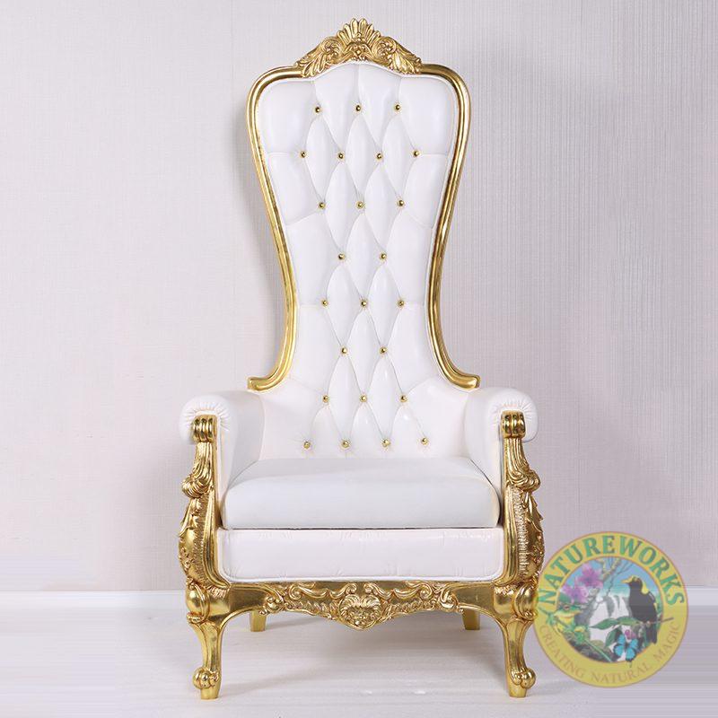 Natureworks Australia Christmas Throne - White & Gold Leaf finish - 180cm high - showing front view Very Elegant