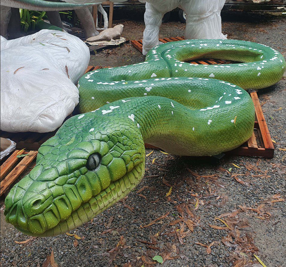 Green Ptython Snake Sculpture - Giant 5m long - angle view 190157GP