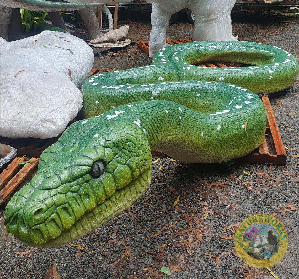 Green Ptython Snake Sculpture - Giant 5m long - angle view 190157GP