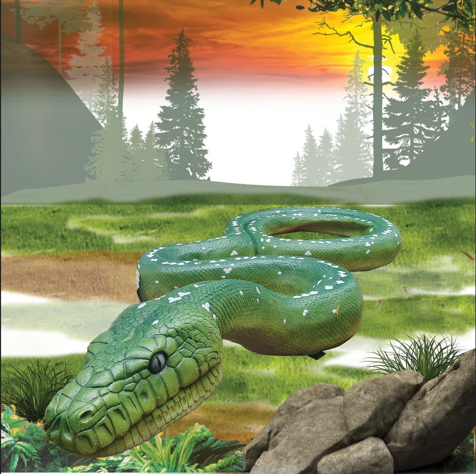 Natureworks Australia Green Ptython Snake Sculpture - Giant 5m long - angle view 190157GP - 2