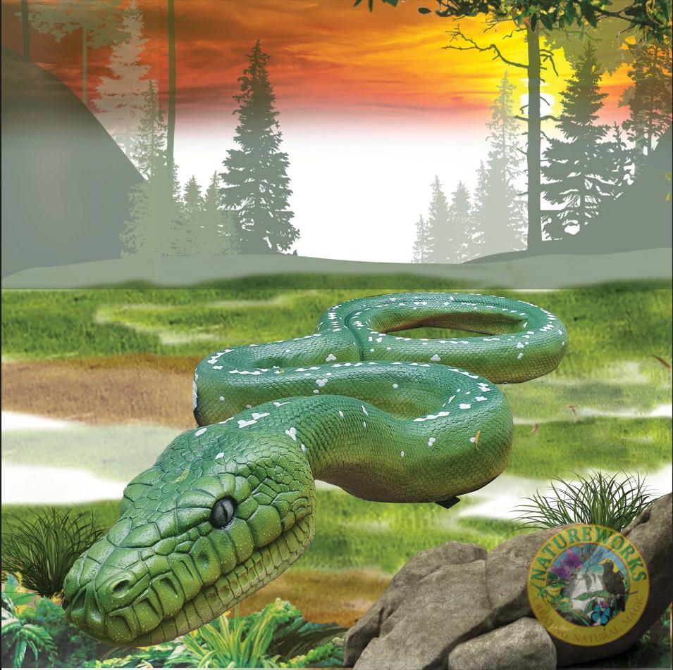Natureworks Australia Green Ptython Snake Sculpture - Giant 5m long - angle view 190157GP - 2
