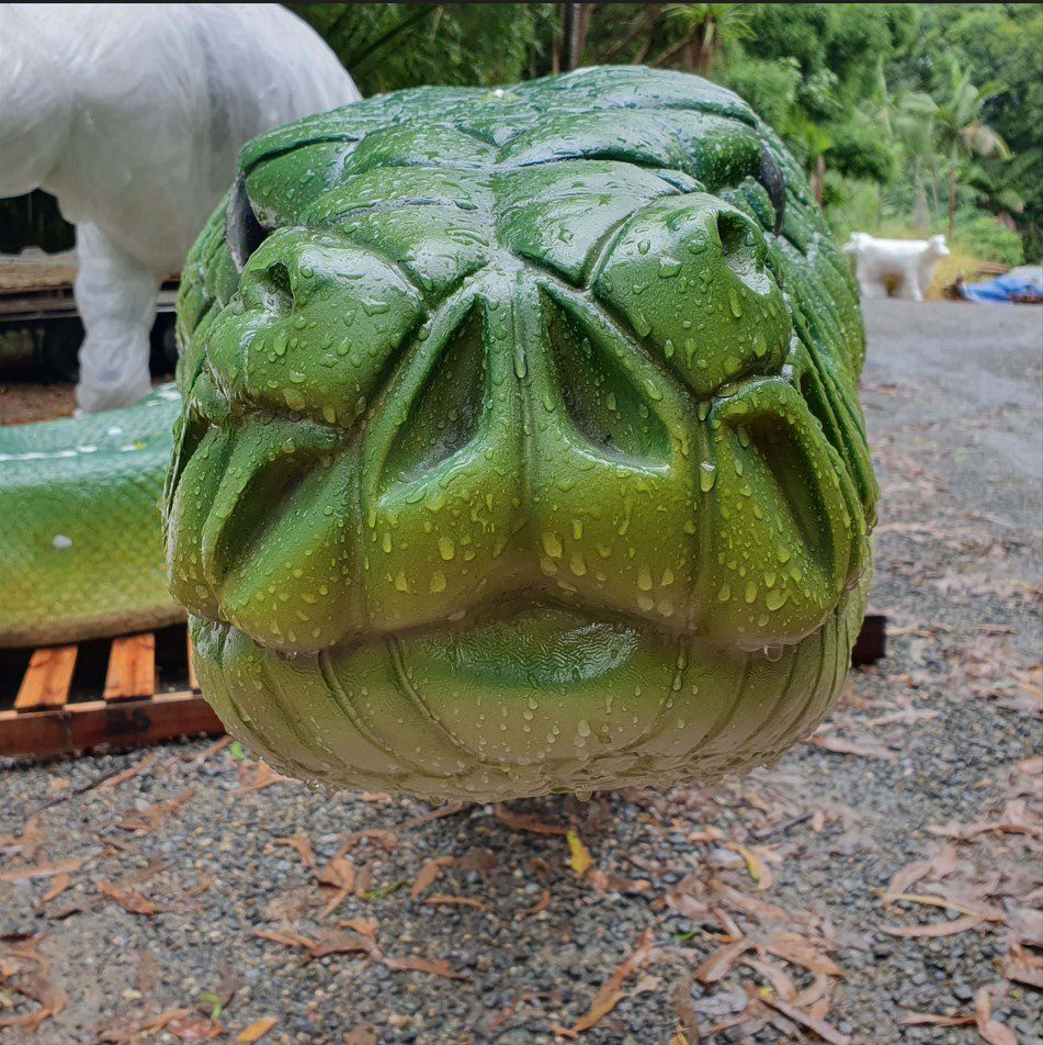 Natureworks Australia Green Ptython Snake Sculpture - Giant 5m long -head view 190157GP