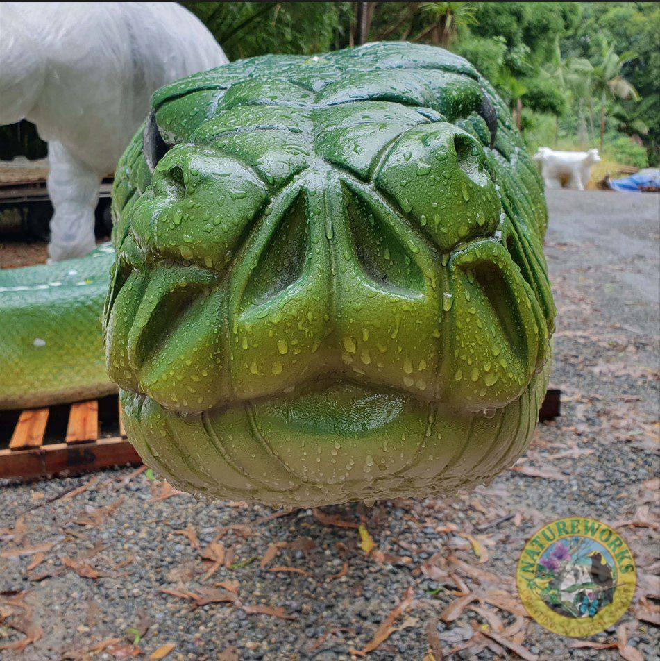 Natureworks Australia Green Ptython Snake Sculpture - Giant 5m long -head view 190157GP