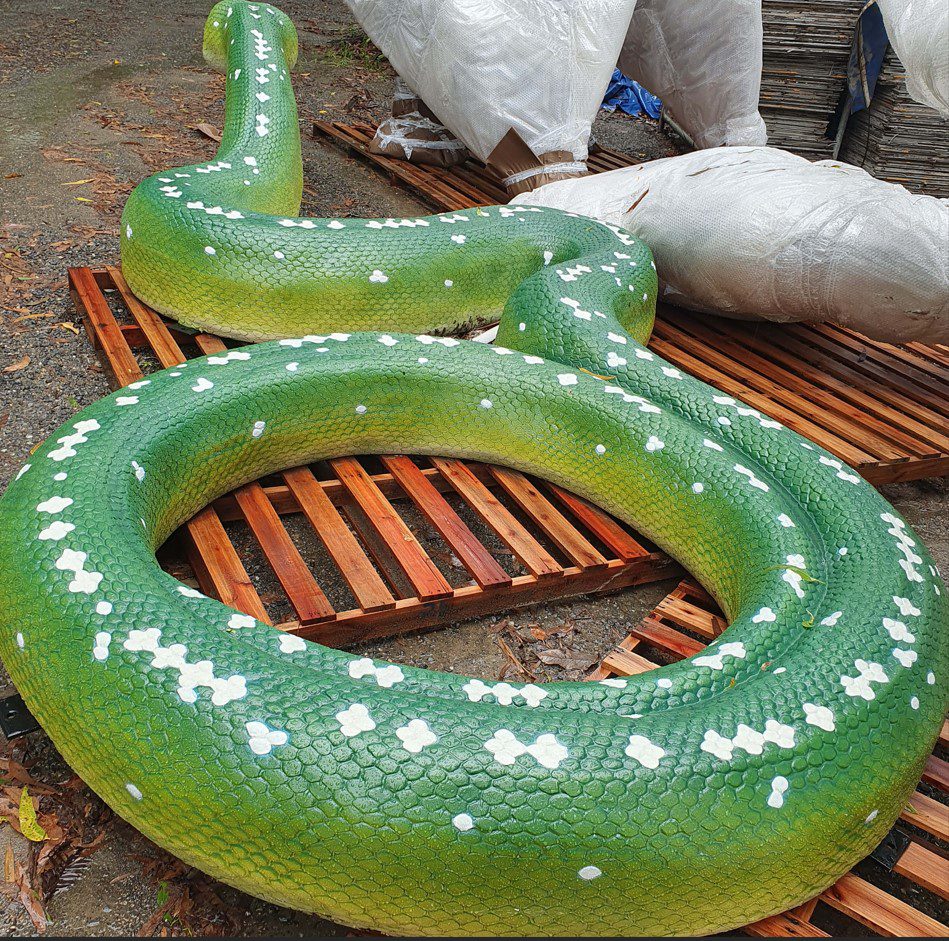 Natureworks Australia Green Ptython Snake Sculpture - Giant 5m long - Rear view 190157GP
