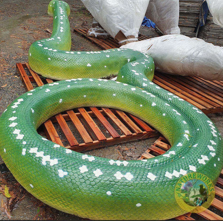 Natureworks Australia Green Ptython Snake Sculpture - Giant 5m long - Rear view 190157GP