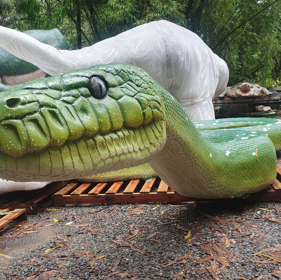 Natureworks Australia Green Ptython Snake Sculpture - Giant 5m long - angle view 190157GP-3