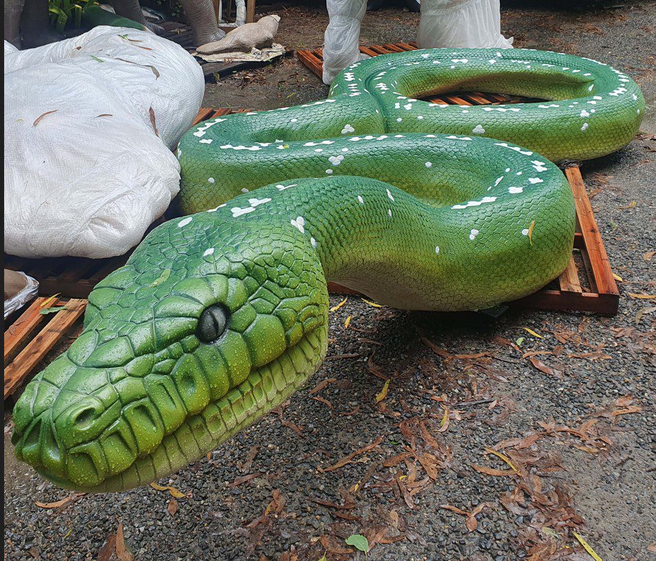 Natureworks Australia Green Ptython Snake Sculpture - Giant 5m long - angle view 190157GP -4