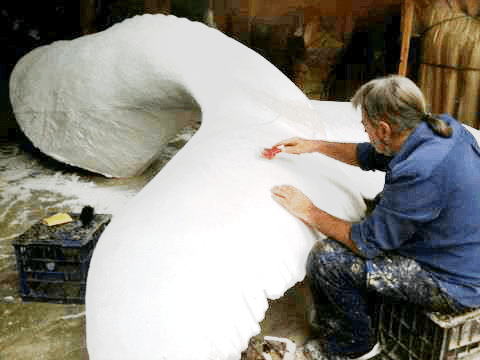 Natureworks Australia Keith in workhsop sculpting whale tail