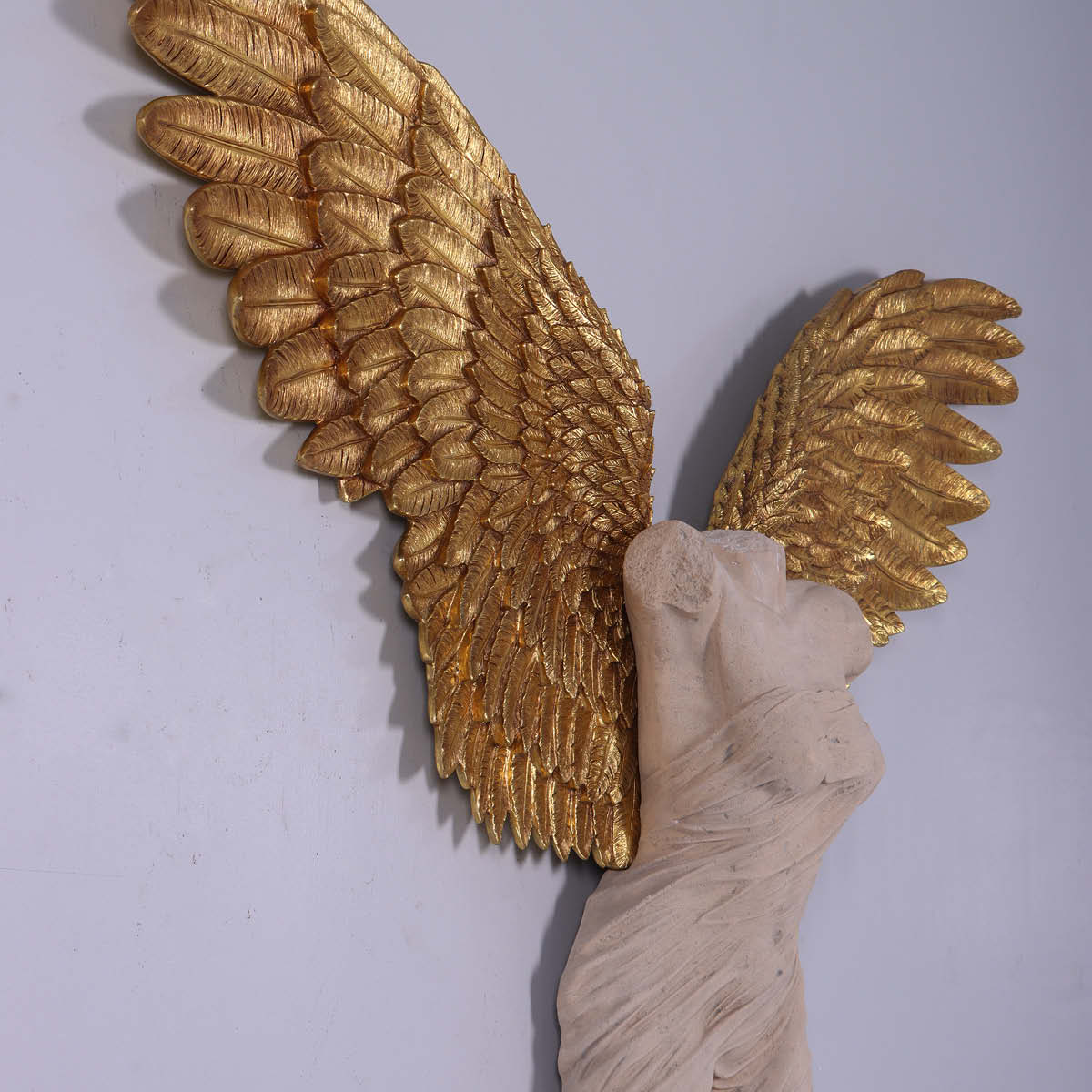 Natureworks Australia Azaz Angel - large wall decor- Shown hanging on wall - showng full size - L 203cm x W 30cm x H 140cm - 25kg- angle view