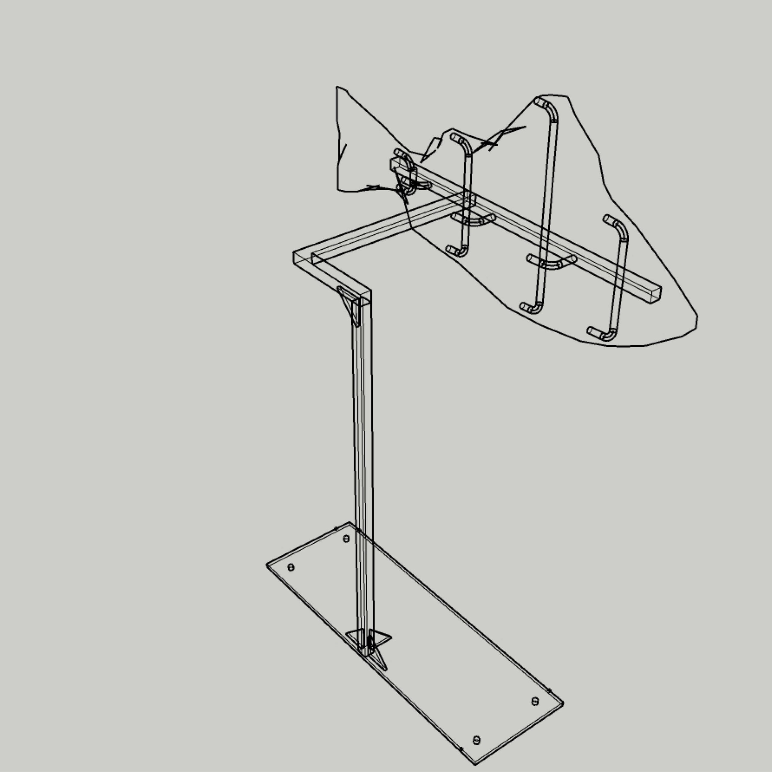 Natureworks Australia Barramundi fish - 1.3m long sculpture -showing stand for shop display and steel armature