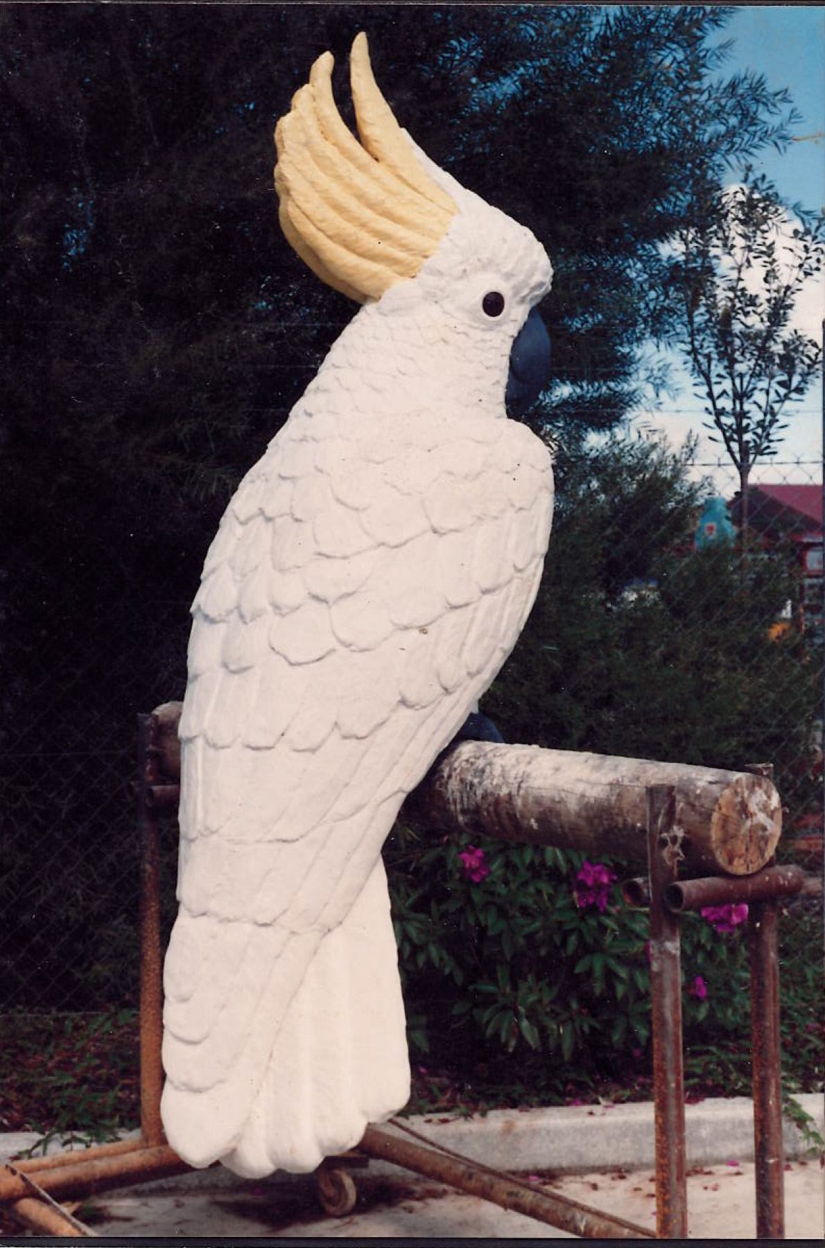 Natureworks Australia Cockatoo-Sulphur Crested 2m High Sculpture - Showing close up of Rear angle view and feather details - in situ at Mosman Hotel
