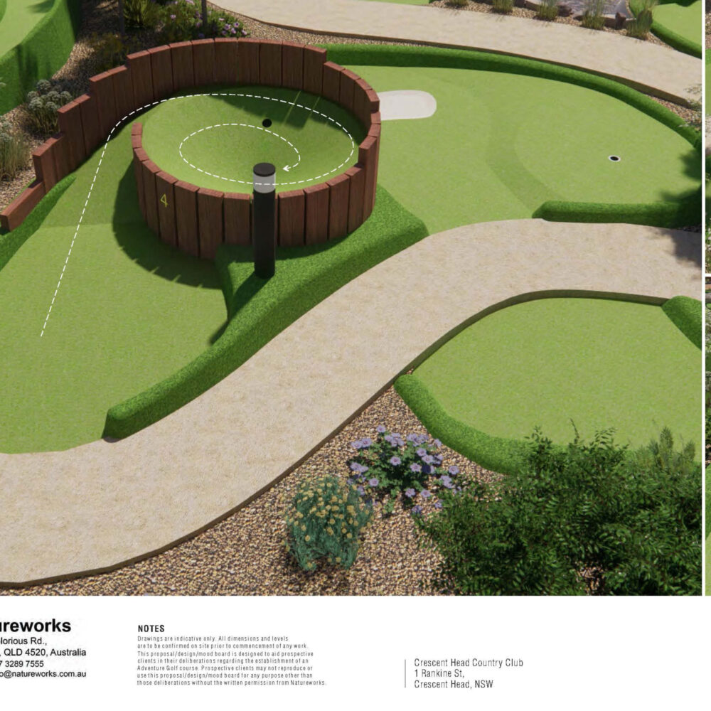 Crescent Head Mini-golf course - design concept document by Natureworks Pty Ltd - various hole design concept