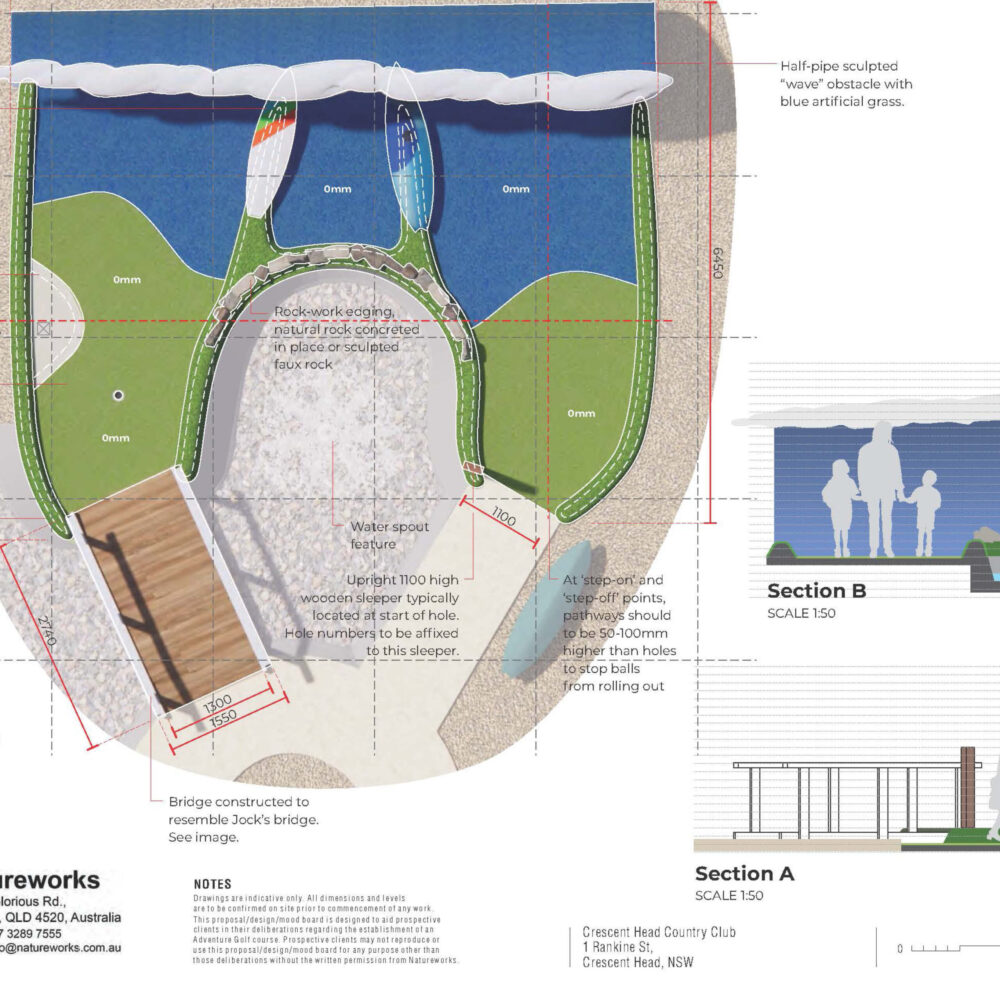 Crescent Head Mini-golf course - design concept document by Natureworks Pty Ltd - close up of course design detailed document