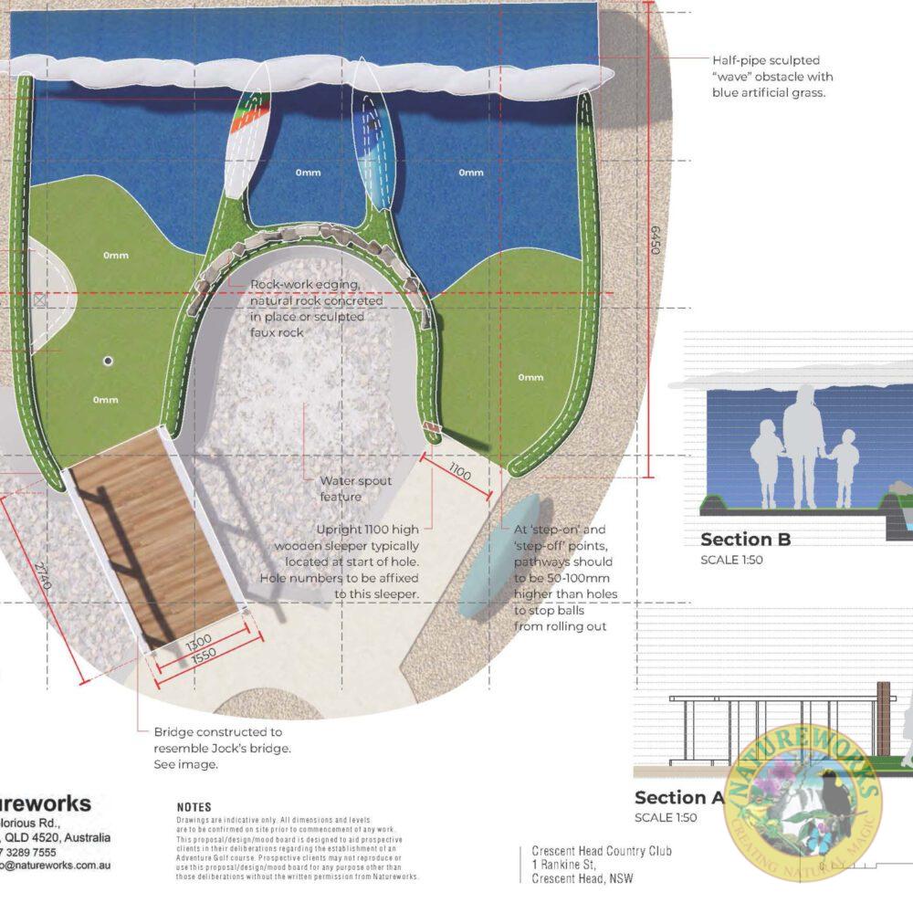 Natureworks Australia Crescent Head Mini-golf course - design concept document by Natureworks Pty Ltd - close up of course design detailed document