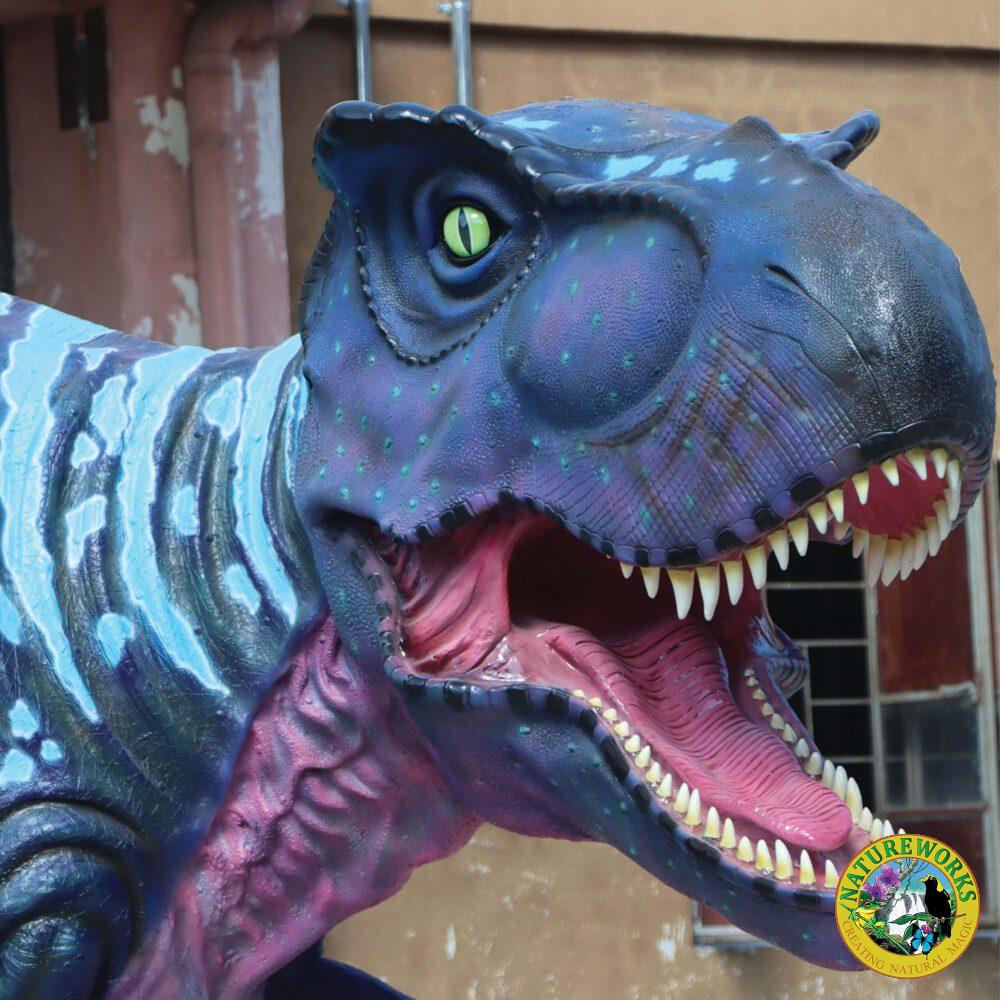 Tyrannosaurus Rex - T-Rex dinosaur walking - Large life-size replica with purple and pink accents. - 110073P&Pink