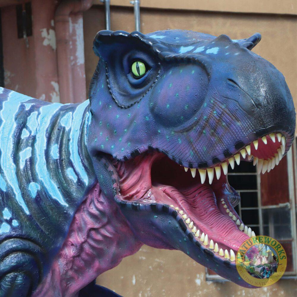 Tyrannosaurus Rex - T-Rex dinosaur walking - Large life-size replica with purple and pink accents. - 110073P&Pink
