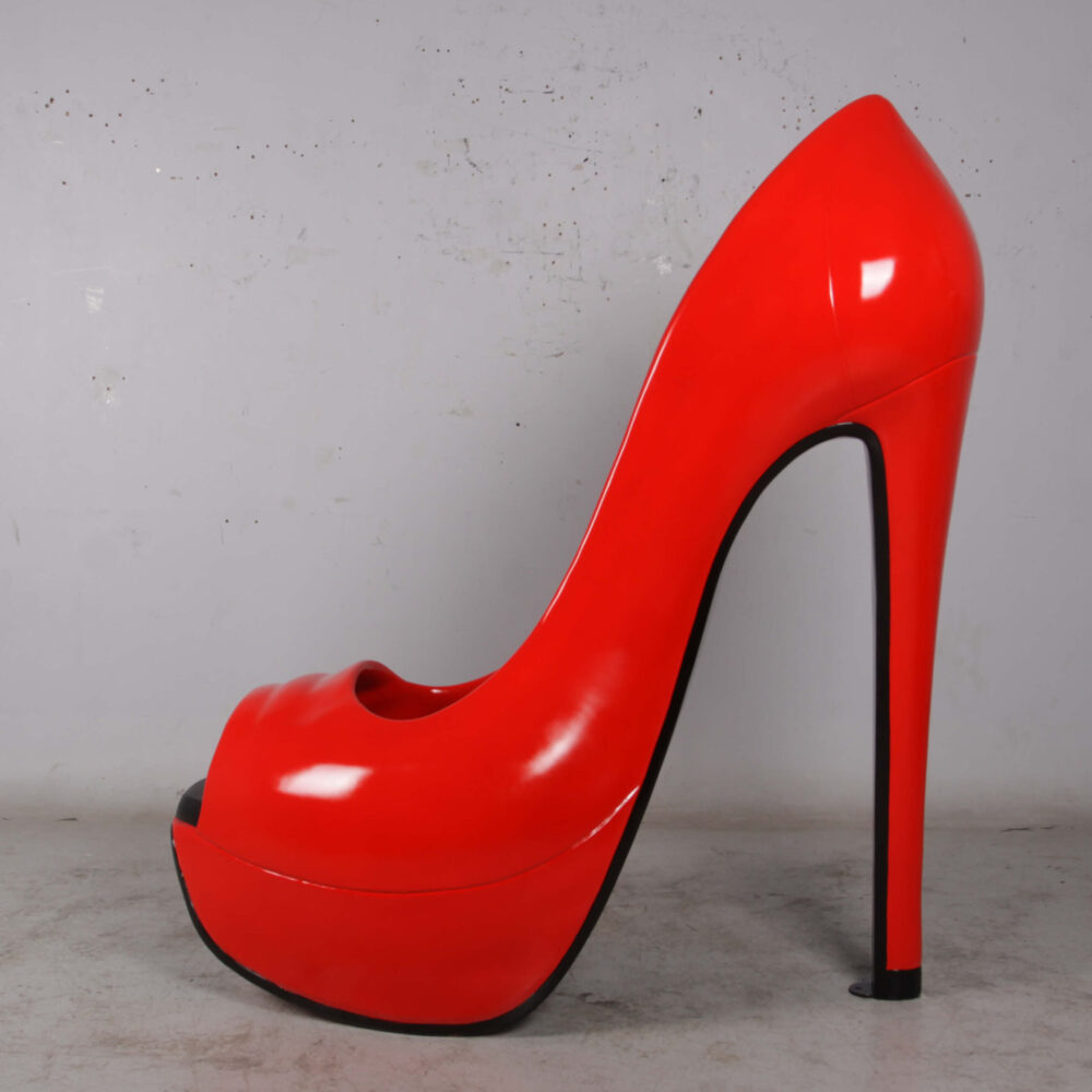 Stilleto Shoe - 5ft - Bright Red - Visual merchandising prop or window display - showing side-170231