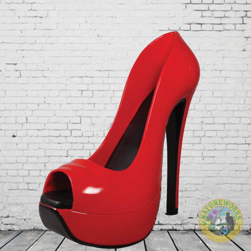 Stilleto Shoe - 5ft - Bright Red - Visual merchandising prop or window display - showing angle view- 170231