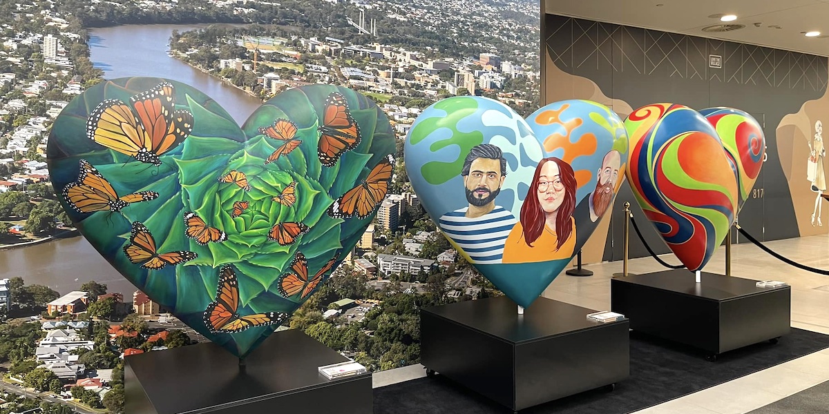 Natureworks Australia Heart sculptures at Toowong Village