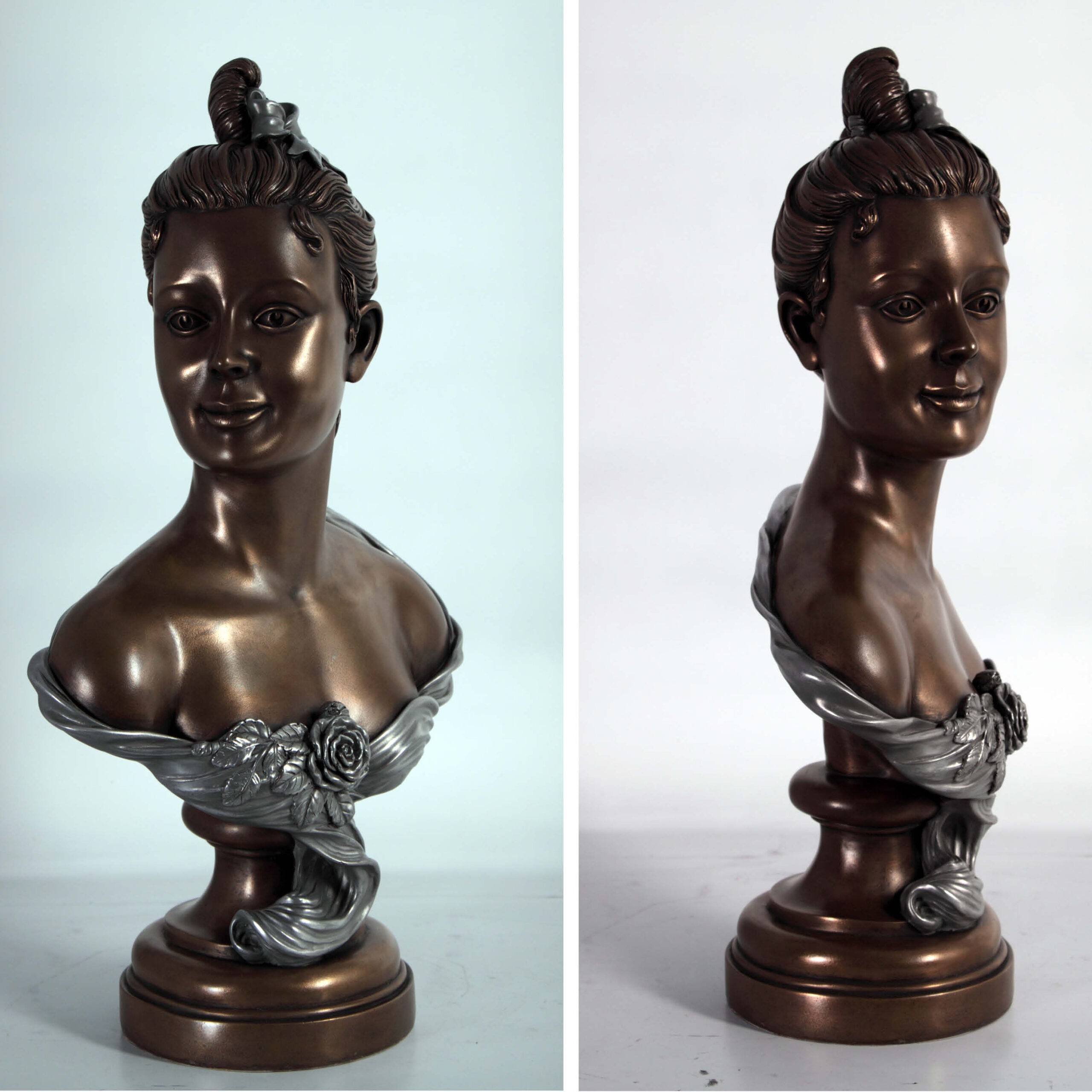 Natureworks Australia French rose bust - front side view - Bronze aluminium finish - 080170 -