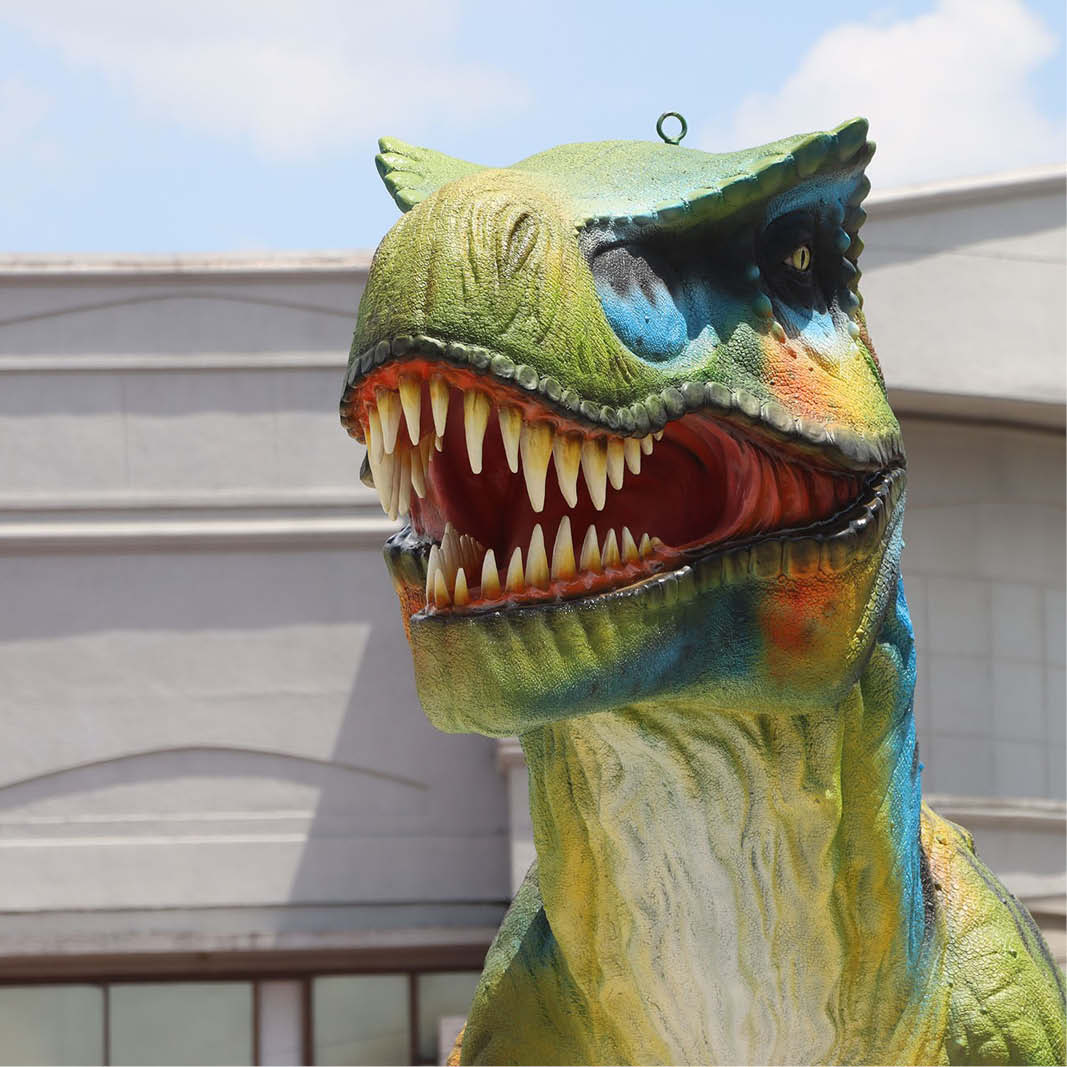 Natureworks Australia Natureworks Tyrannosaurus Rex dinosaur out the front of Childcare centre in Brisbane-front view of head-230154