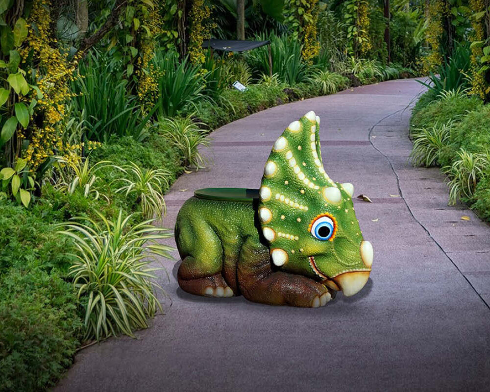 Triceratops baby chair - Versatile and durable, our Baby Triceratops Chair is not just for childcare centres or dinosaur cafes. It's also ideal for photoshoots, shopping centre displays, window displays, and events. Additionally, it makes a charming centrepiece in a child's bedroom, fostering imaginative play and storytelling