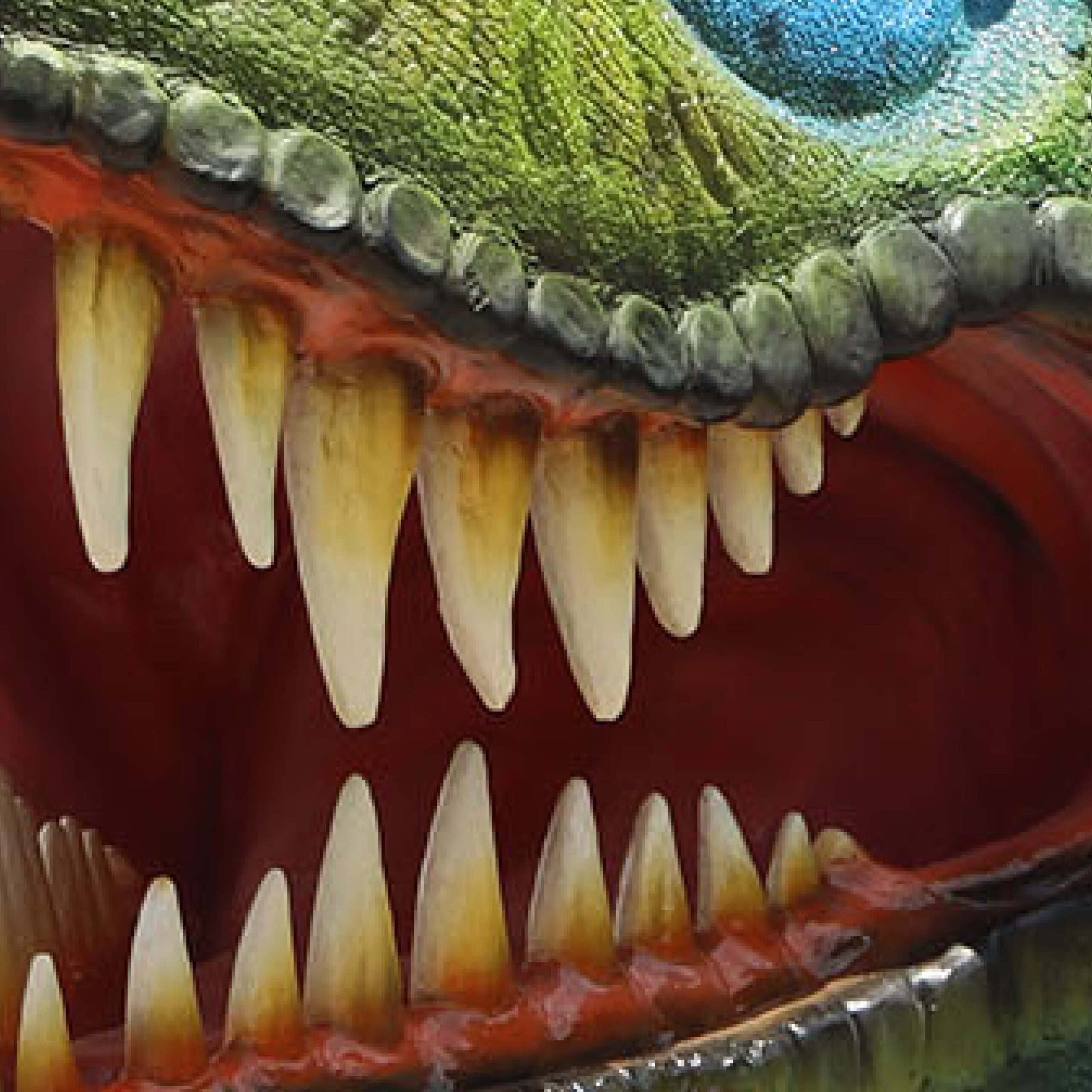 Natureworks Australia Tyrannosaurs Rex Sculpture - Giant 8.12m long x W2.6m wi x H 3.85m high - 640kg - SKU 230154 - close up of teeth