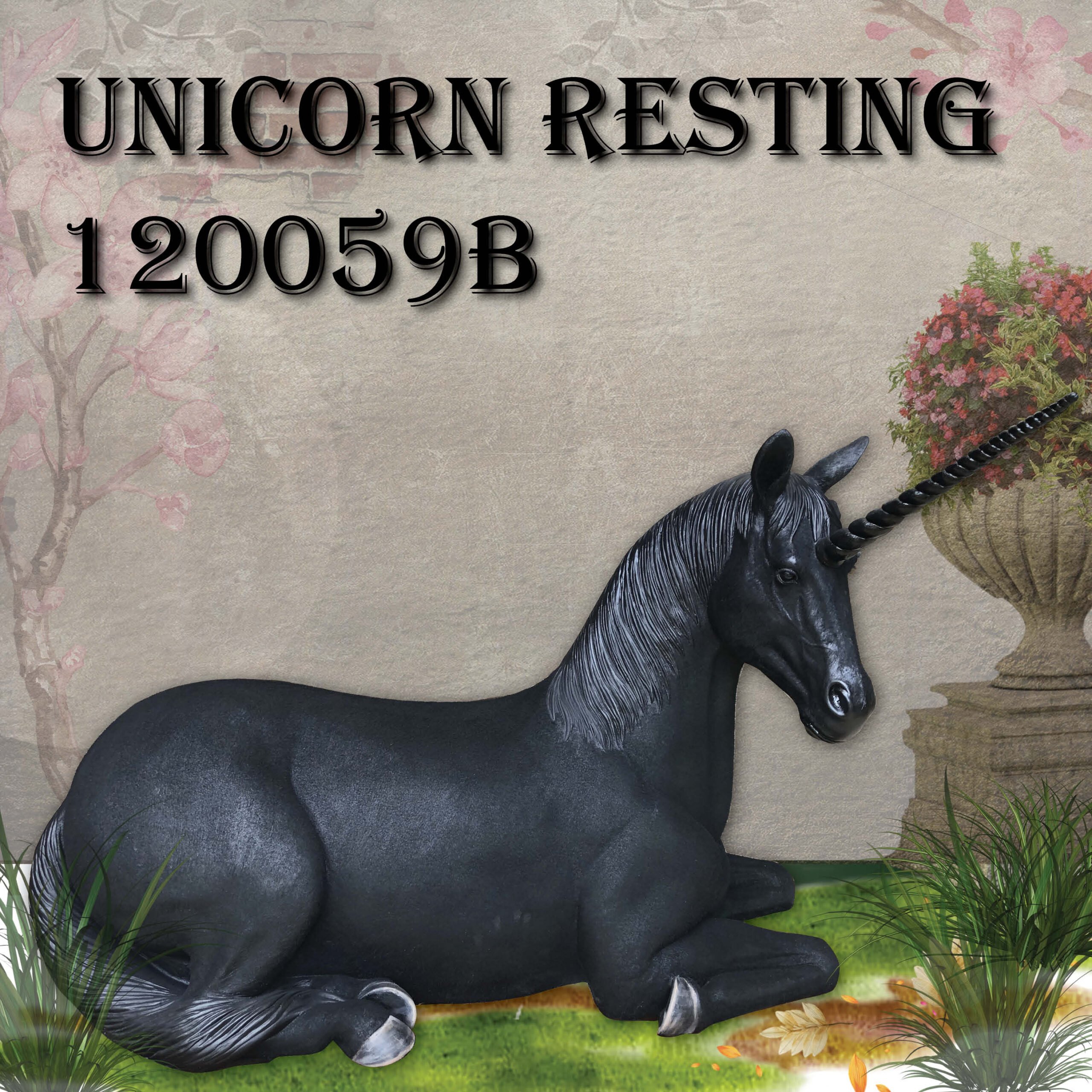Natureworks Australia Unicorn resting - black 120059 - shown in a display