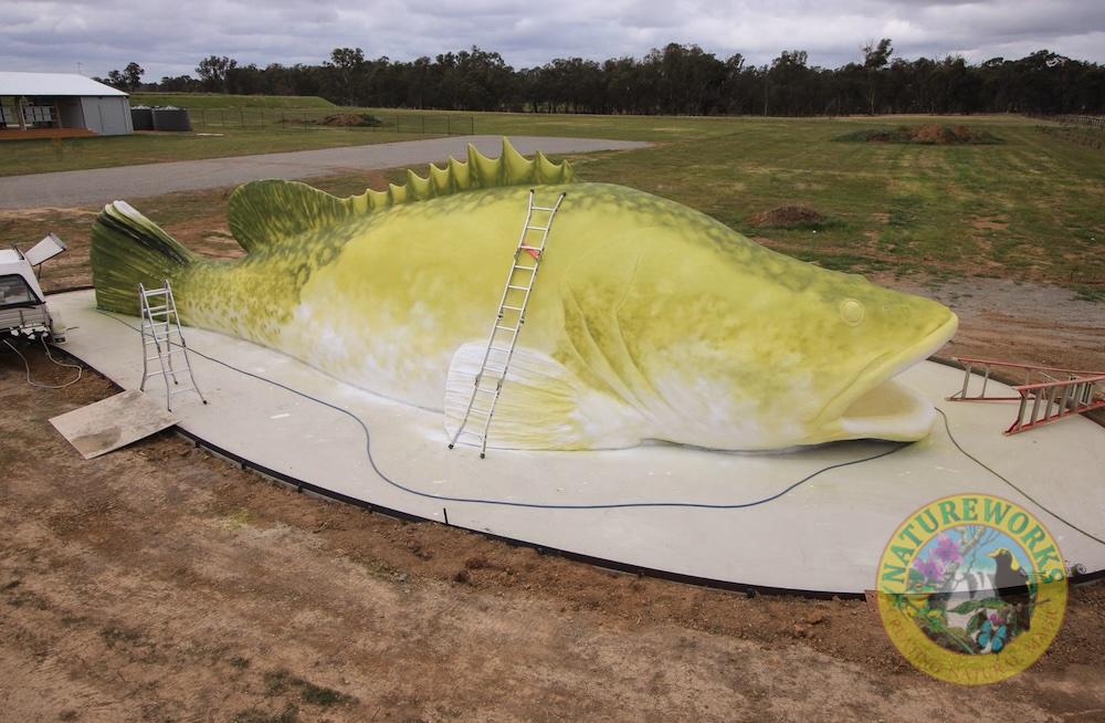 Natureworks Australia Painting the giant Murray cod sculpture